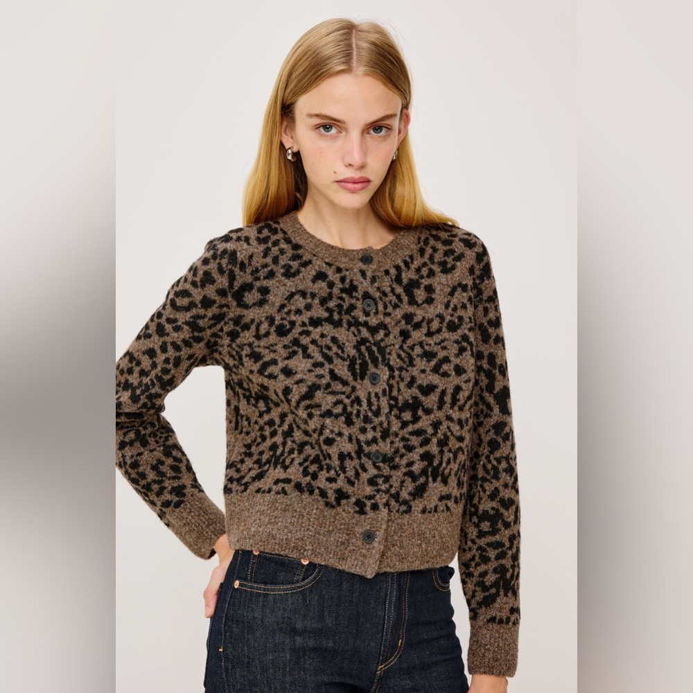 Rails Matilda Wool‎ Blend Crewneck Cardigan in Spotted L
